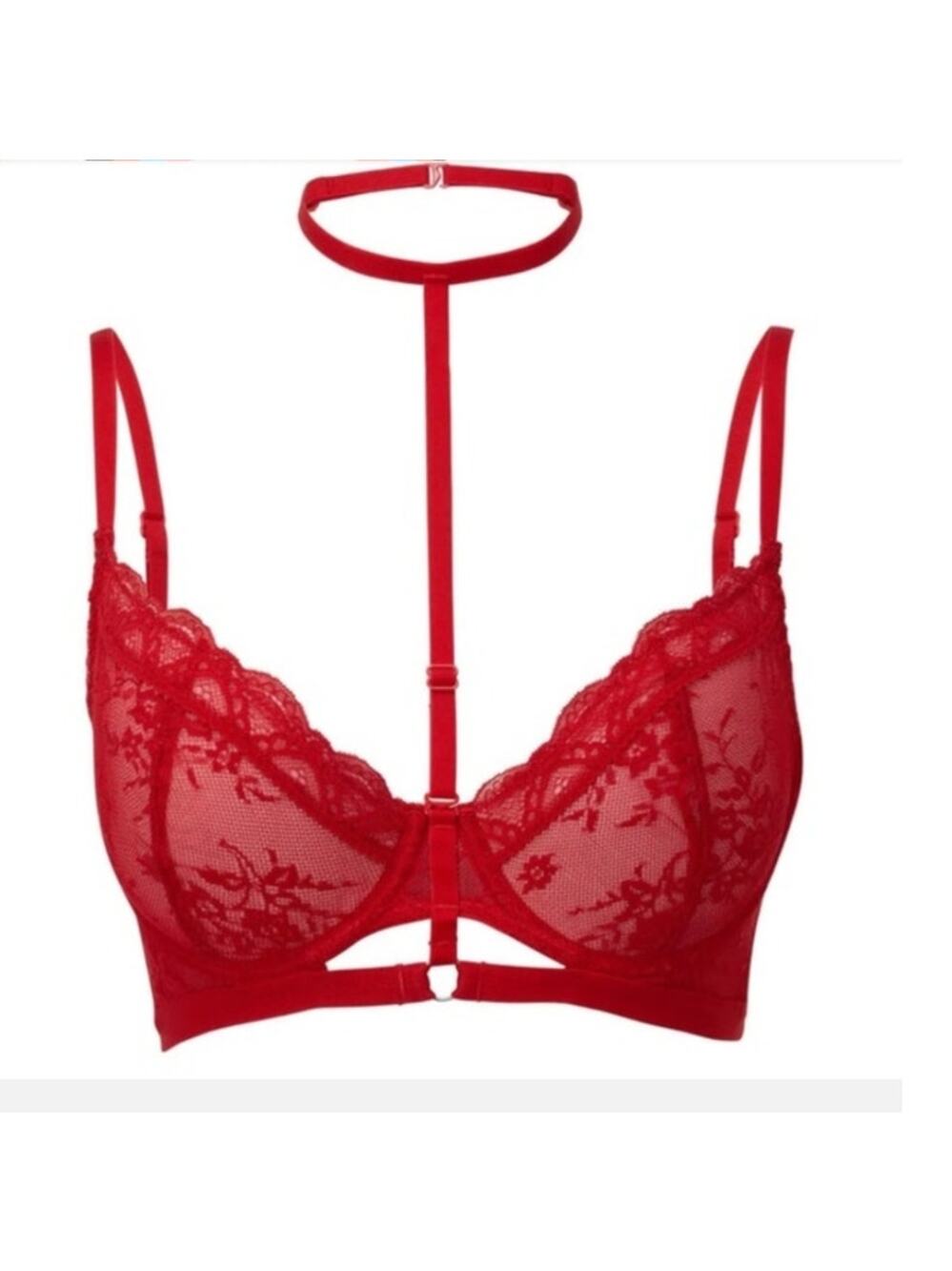 Killstar red lace bondage bra size large